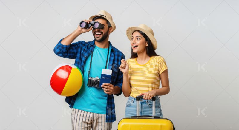 Young couple eagerly anticipates their next exciting travel adventure.