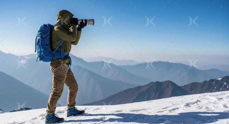 Photographer captures majestic mountain landscape on snowy peak