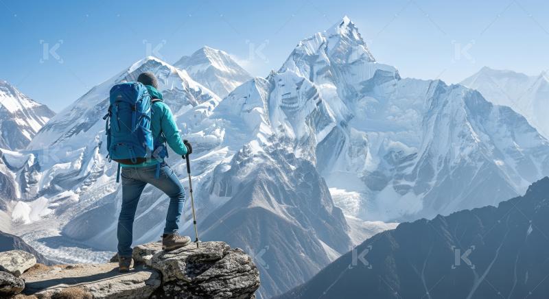 Backpacker marvels at breathtaking Himalayan mountain scenery