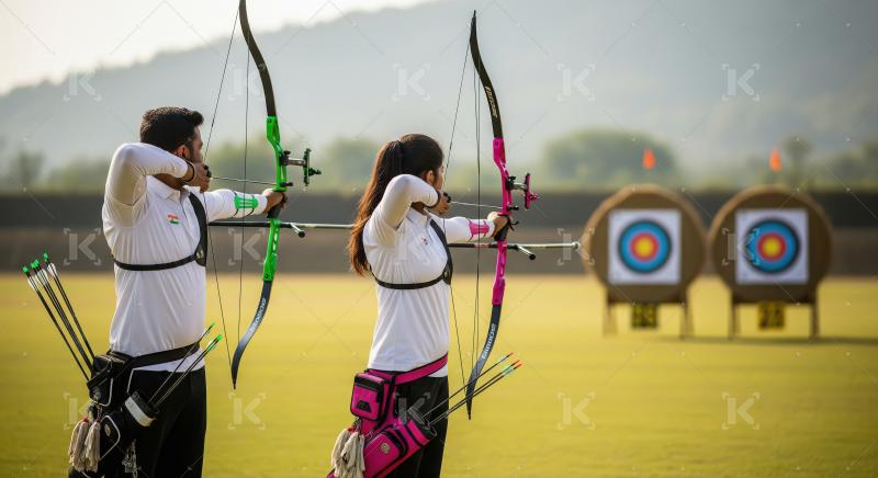 Indian Archers Practice Recurve Archery with Intense Focus