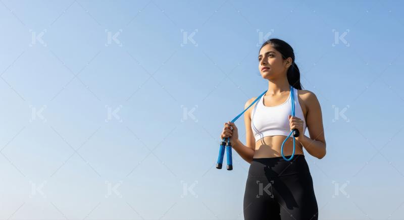 Confident Young Woman with Skipping Rope Ready for Workout