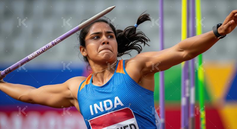 Indian Javelin Thrower Unleashes Power during Athletic Competiti