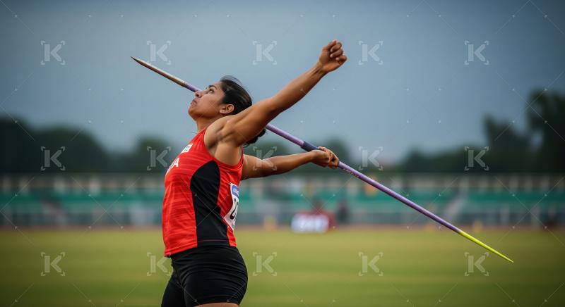 Female Javelin Thrower in Action at Athletics Competition