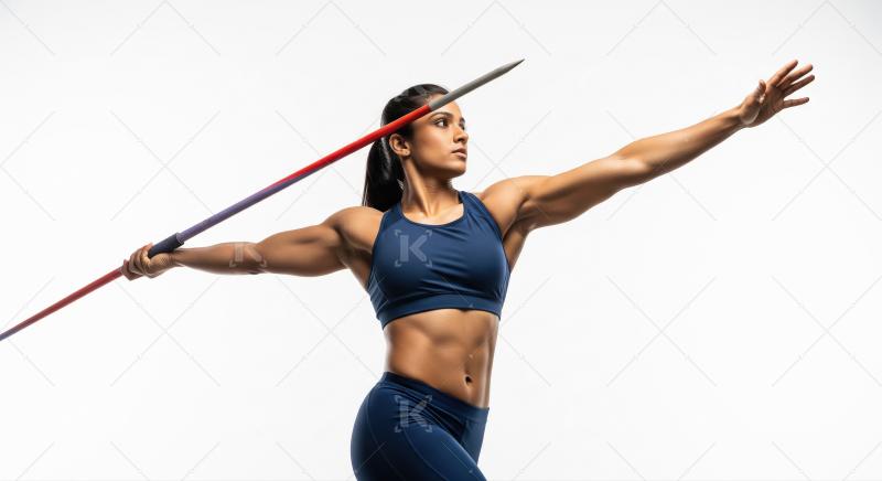 Female Javelin Athlete poised for Powerful Throw