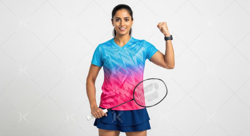 Confident Female Badminton Player Ready for Action