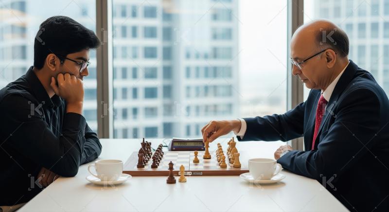 Generations Play Strategic Chess in Modern Corporate Office