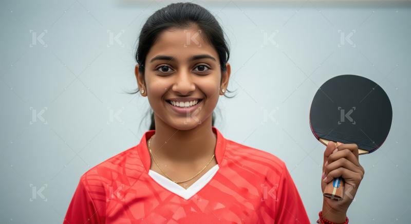 Young Indian Table Tennis Player Smiling with Racket