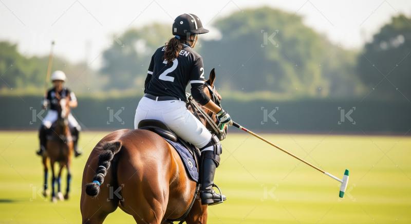 Female Polo Player on Horseback During Game
