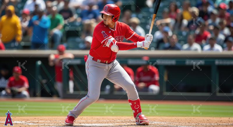 Shohei Ohtani Focused At Bat In Angels Uniform
