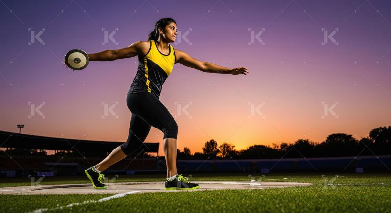 Dynamic Discus Thrower at Twilight Stadium Practice