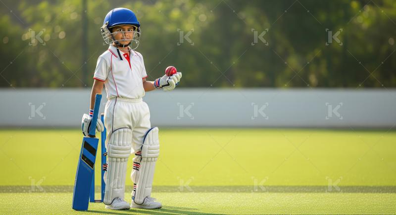 Young Boy Cricket Player Ready to Play on Field