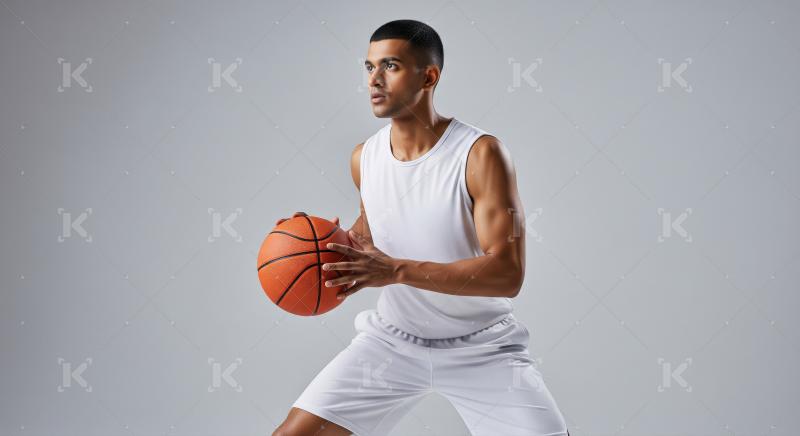 Focused Young Male Basketball Player Ready for Action