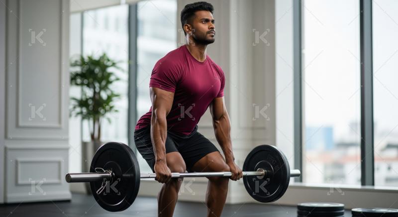 Strong man performing deadlift in modern gym setting