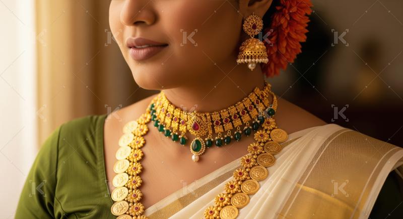 South Indian Bride Adorned in Exquisite Traditional Gold Jewelry