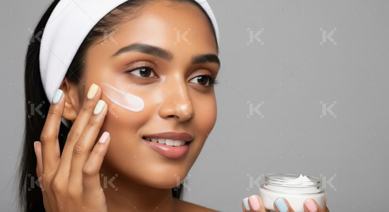 Young Woman Applying Face Cream for Healthy Skincare Routine