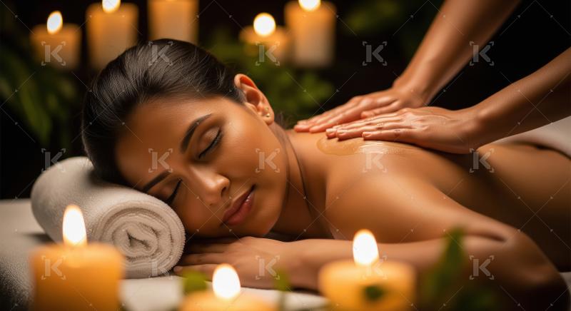 Woman Enjoys Relaxing Back Massage in Serene Candlelit Spa