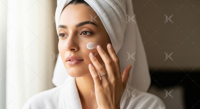Young Woman Applying Face Cream During Morning Skincare Routine