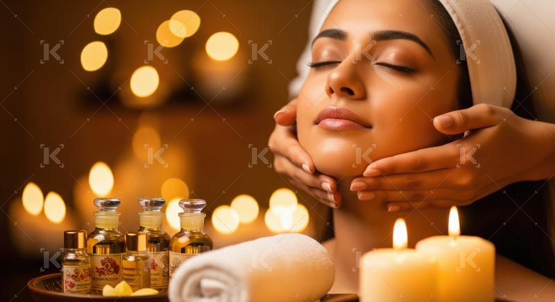 Relaxing Facial Massage with Essential Oils in a Tranquil Spa