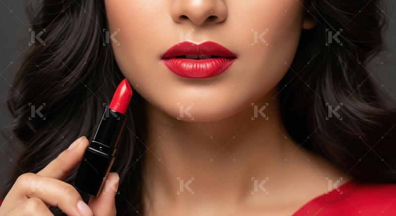 Beautiful Woman Shows Off Vibrant Red Lipstick