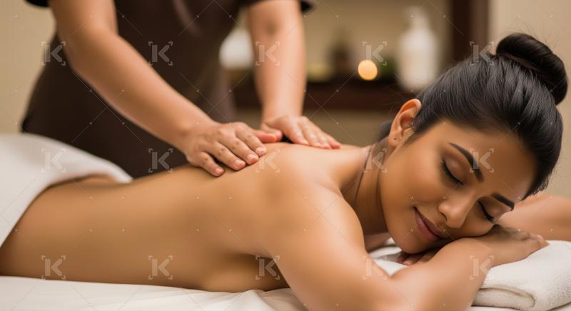 Serene Woman Enjoys Relaxing Back Massage at Luxurious Spa