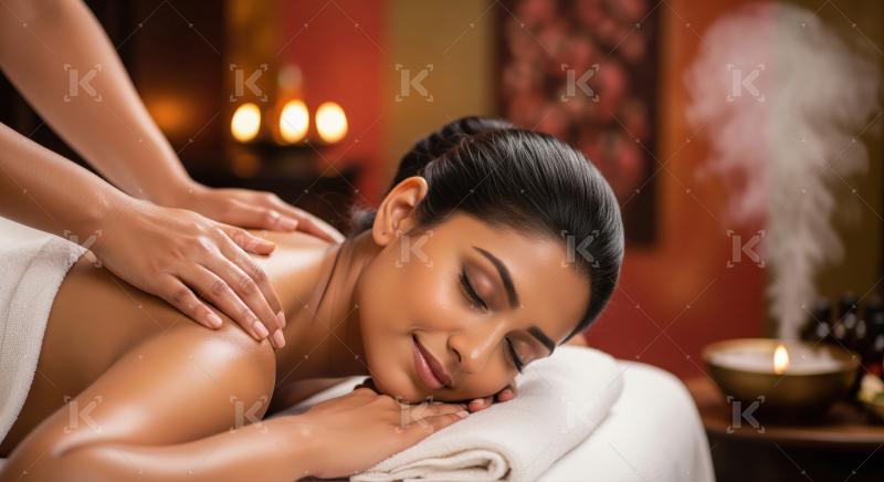 Blissful Indian Woman Receiving Therapeutic Back Massage at Luxu