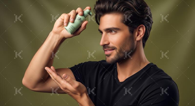 Confident Man Applying Hair Serum for Healthy Scalp and Hair