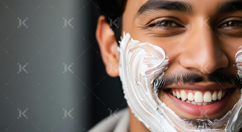 Smiling Man with Shaving Cream Ready for Grooming