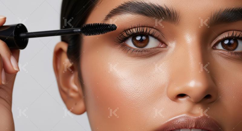 Woman Applying Mascara to Enhance Her Eyelashes for Beauty