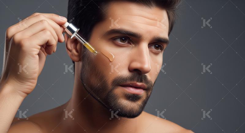 Man applying face serum for skin care routine