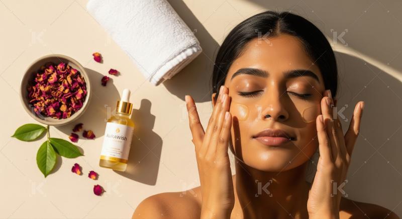 Woman applying natural facial oil for radiant skin