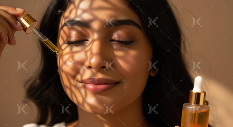 Woman Applying Natural Face Serum for Glowing Skin