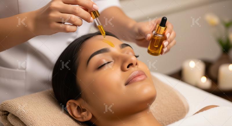 Woman receiving relaxing facial oil treatment at a spa