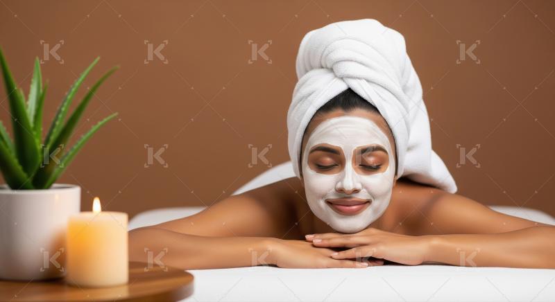 Serene Woman Enjoying Facial Mask Treatment at Luxury Spa