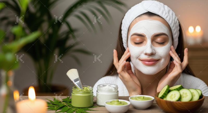 Woman Relaxing with Natural Face Mask for Home Spa Skincare