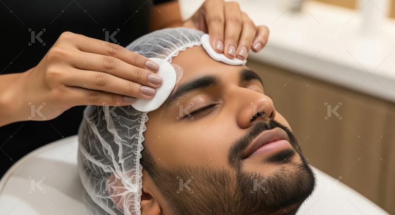 Man Receiving Professional Facial Skincare Treatment at Modern S