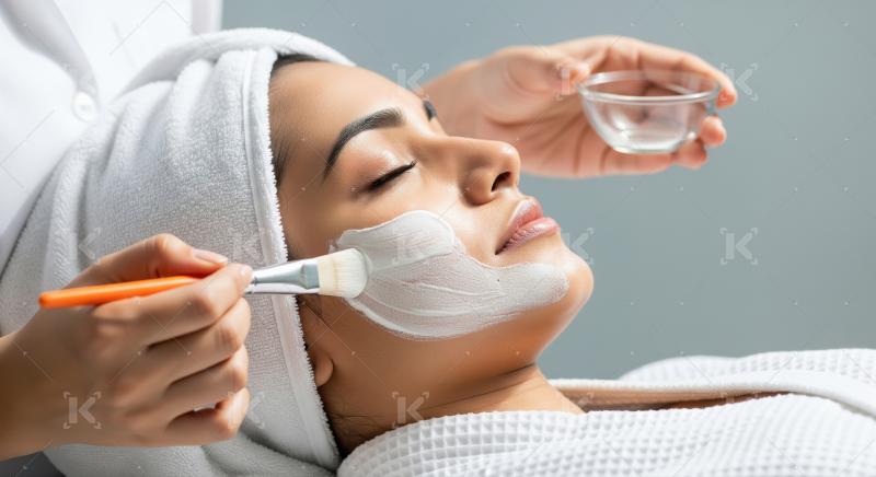 Woman enjoying a relaxing facial mask treatment at a spa