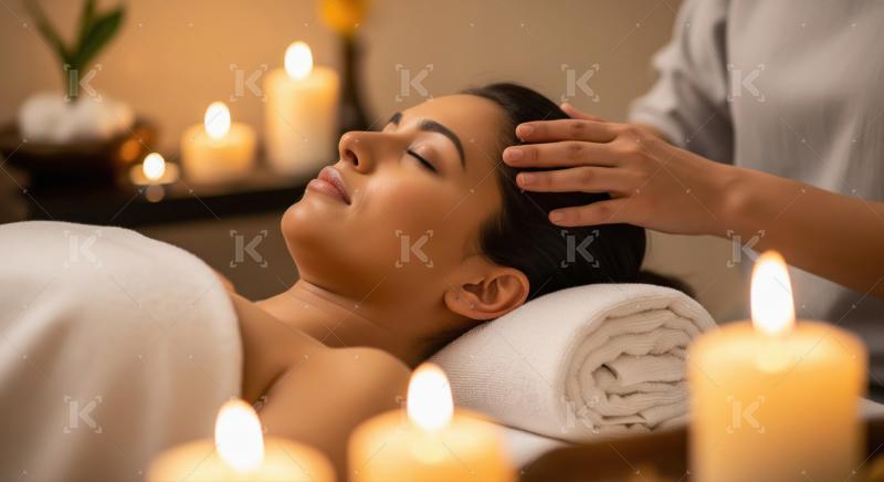 Serene Woman Enjoys Relaxing Head Massage at Luxury Spa