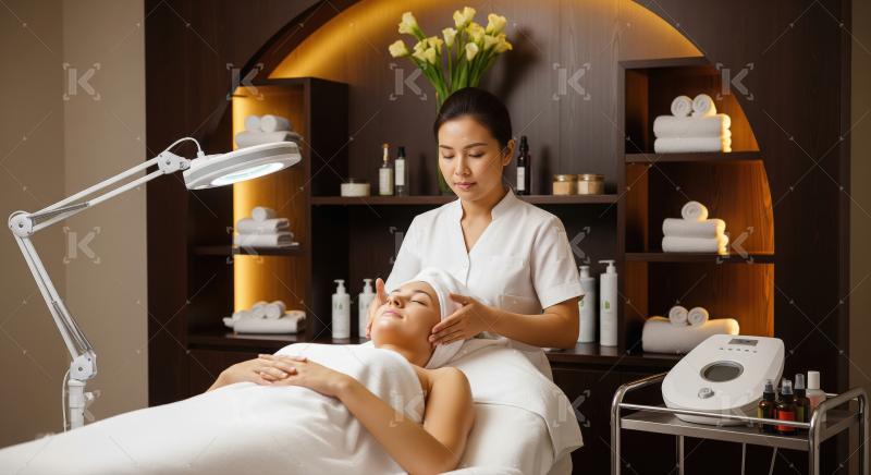 Professional Esthetician Giving Facial Treatment at Luxury Spa