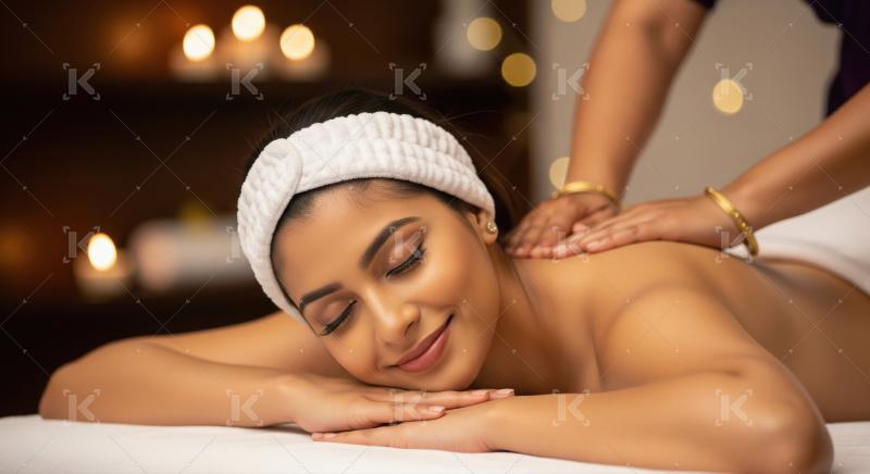 Relaxed Woman Enjoys Rejuvenating Back Massage in a Luxurious Sp