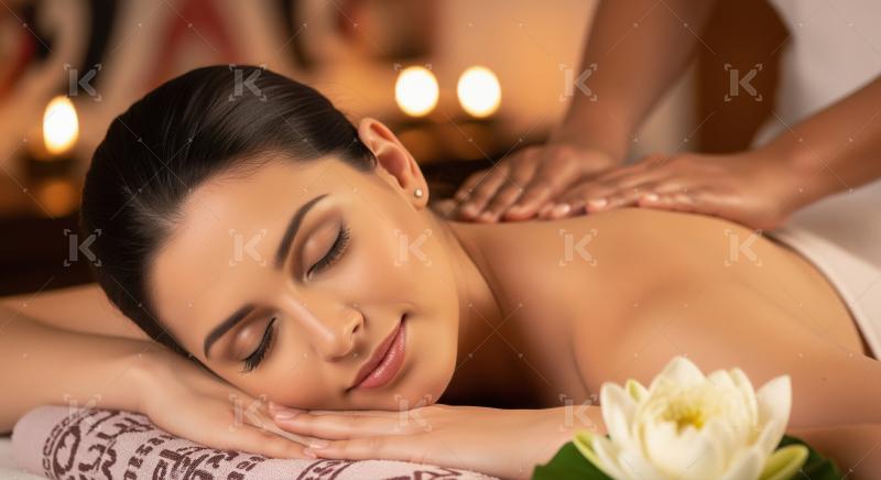 Relaxed Woman Enjoys Luxurious Back Massage at Tranquil Spa