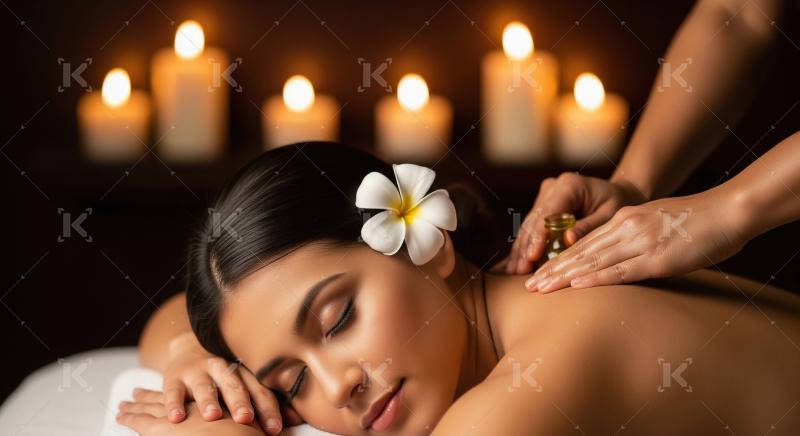 Relaxing Spa Massage with Essential Oil and Candles
