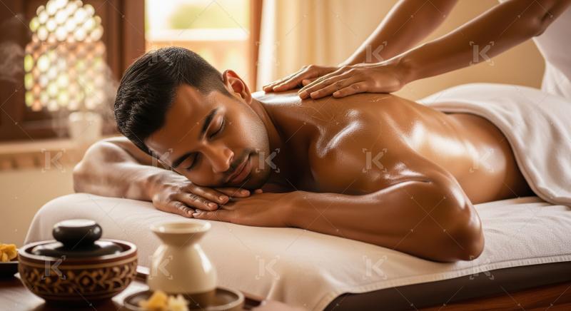 Man Enjoying a Relaxing Back Massage at a Luxurious Spa