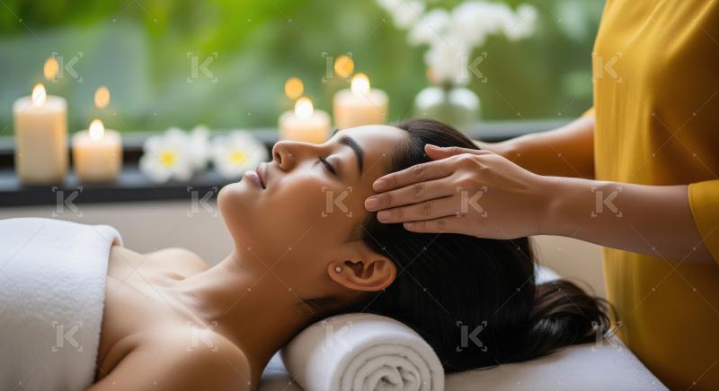 Woman Enjoying Relaxing Head Massage at Luxurious Spa