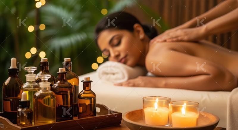 Woman Enjoys Relaxing Spa Massage with Essential Oils