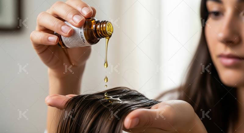 Applying nourishing oil to hair for healthy, beautiful results.