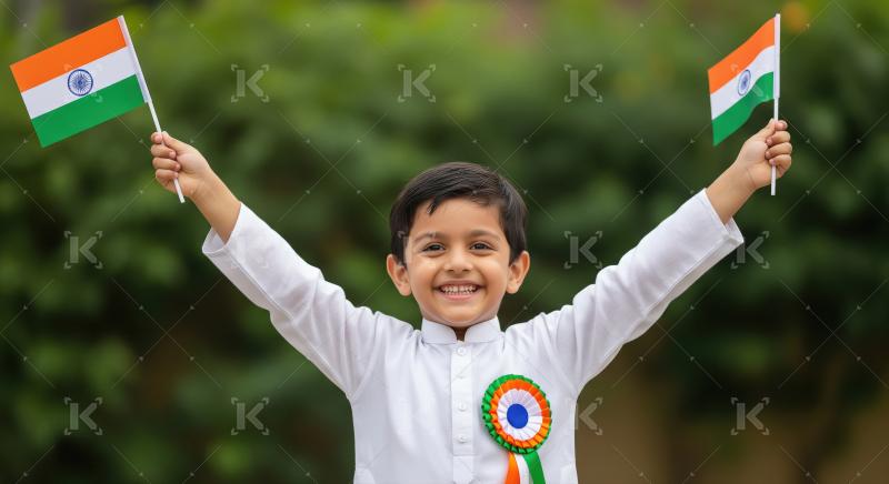 Happy indian children celebrating india republic day