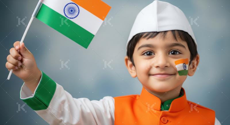 Happy indian children celebrating india republic day