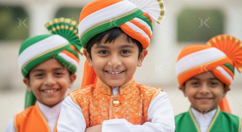 Happy indian children celebrating india republic day