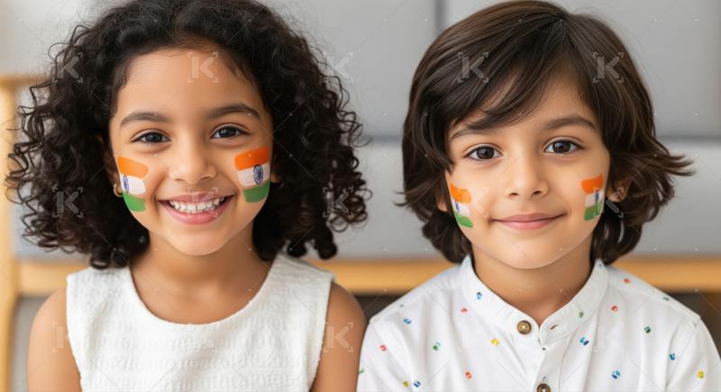 Happy indian children celebrating india republic day