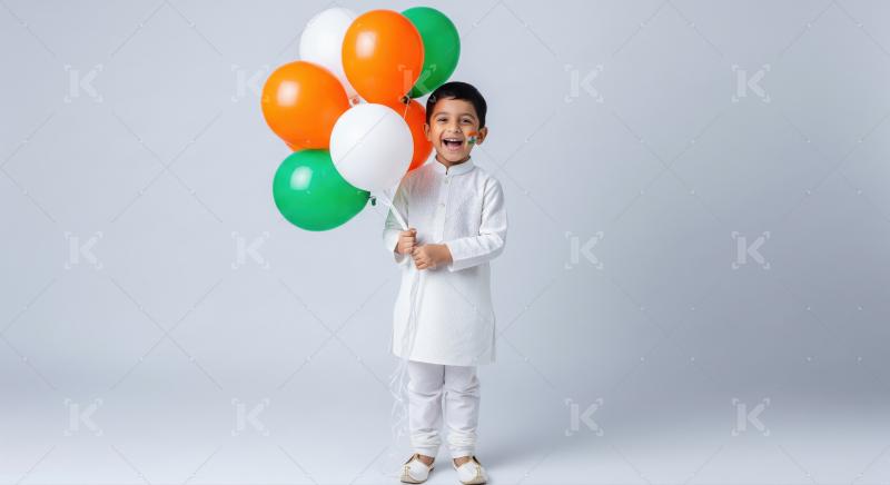 Happy indian children celebrating india republic day